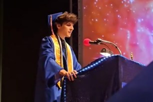 Alem Hadzic, 18, still wearing the muddy shoes he wore to bury his father, Miralem, revealed the tragedy when he stood at the podium for his speech to his fellow graduates of Early College High School on May 16.