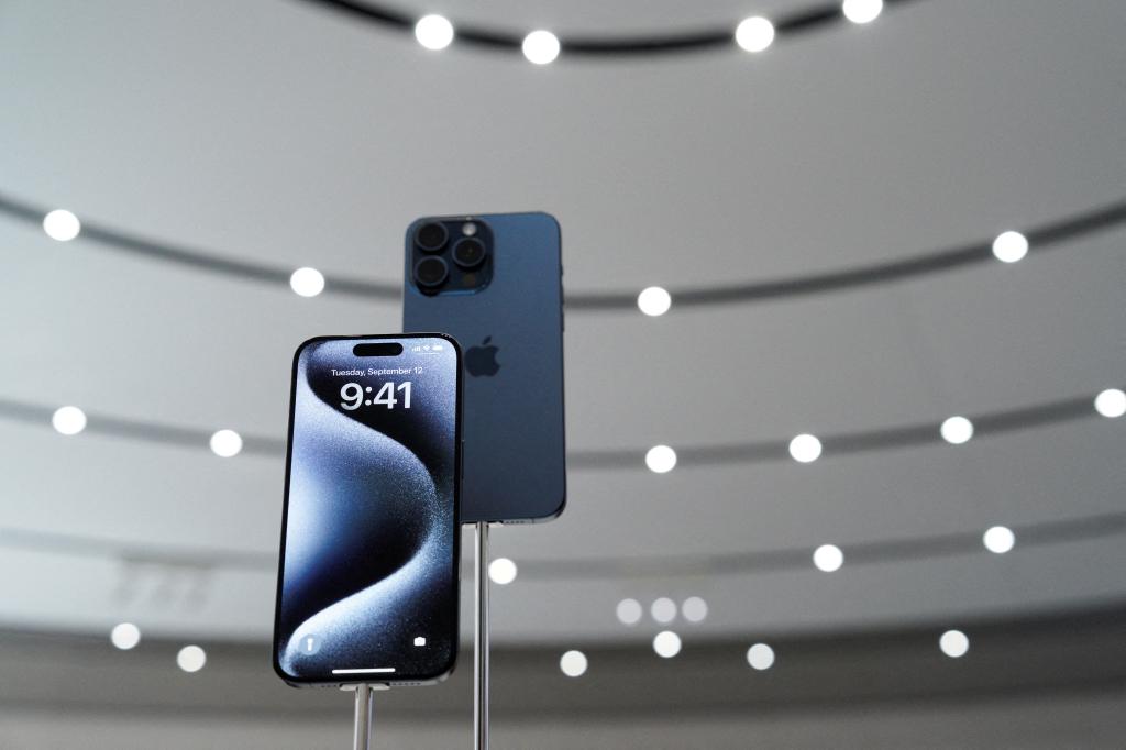 iPhone 15 Pro on display at Apple's 'Wonderlust' event in Cupertino, California