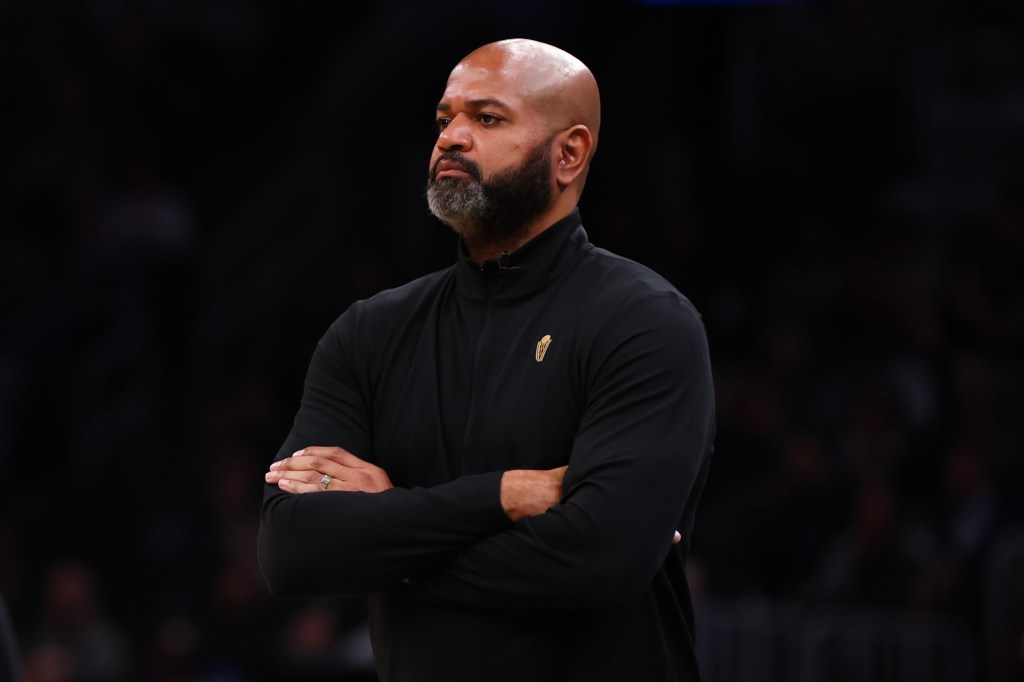 Head coach J. B. Bickerstaff of the Cleveland Cavaliers looks on during the first quarter against the Boston Celtics in Game Two of the Eastern Conference Second Round Playoffs at TD Garden on May 09, 2024 in Boston, Massachusetts.