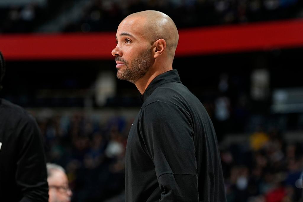 Sacramento Kings assistant coach Jordi Fernandez looks on, in the first half of an NBA basketball game Wednesday, Feb. 28, 2024, in Denver. Fernandez was hired Monday, April 22, 2024 as coach of the Brooklyn Nets, who are looking to bounce back after missing the playoffs for the first time in six years. 