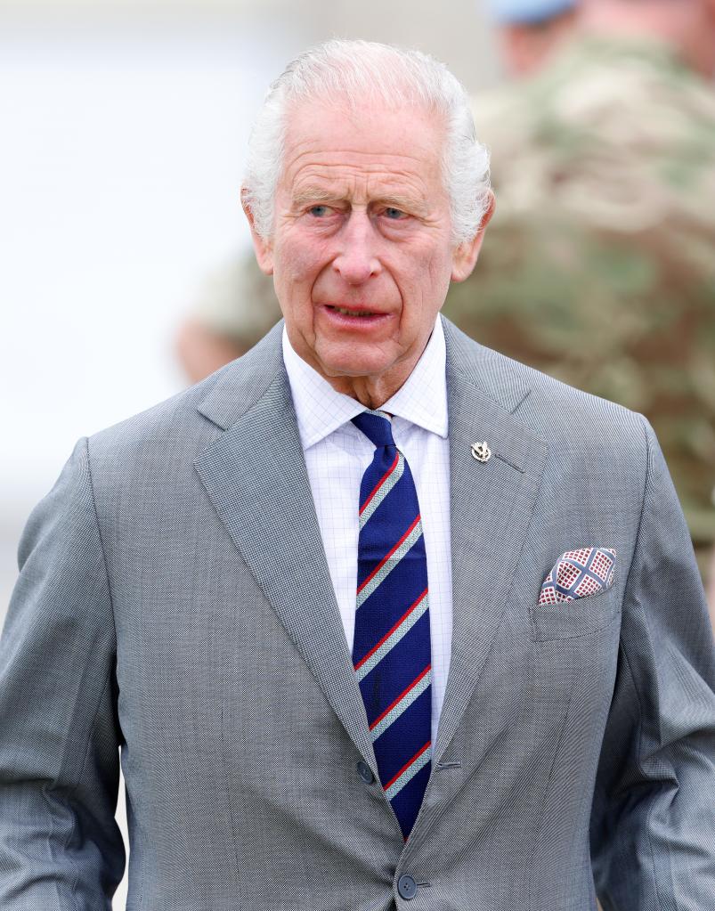 King Charles III at the Army Aviation Centre in Stockbridge, England on May 13, 2024