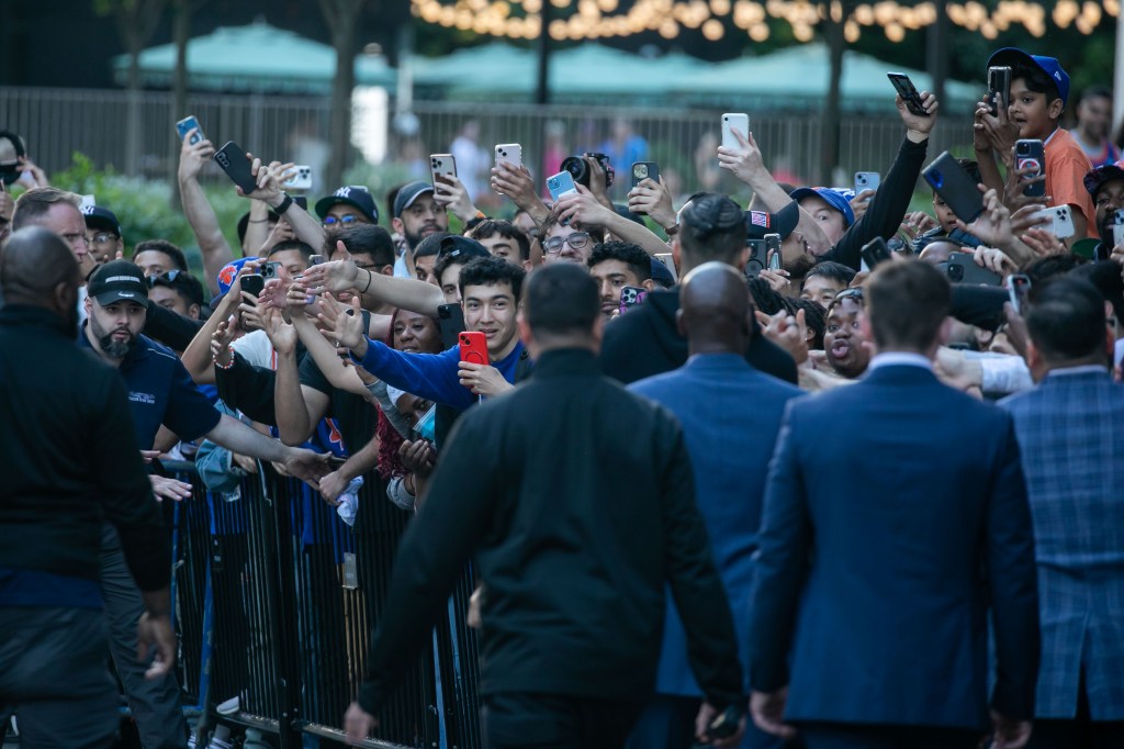 The scene outside the MSG as Josh Hart greeted fans.