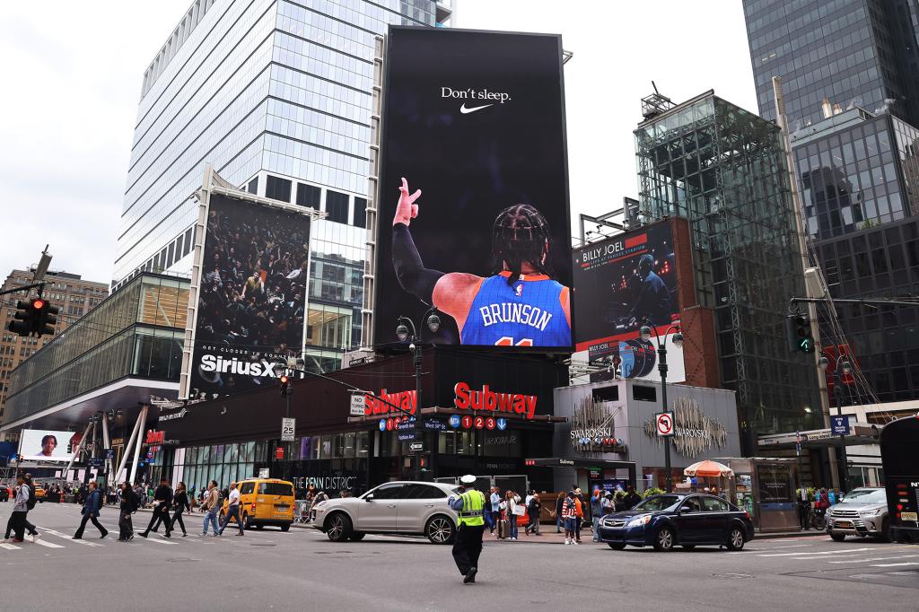 Jalen Brunson was featured on a new Nike billboard in New York City.
