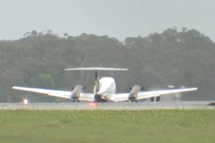 Pilot Peter Schott and his passengers, a 60-year-old man and a 65-year-old woman, walked away unscathed after he landed the twin-turboprop Beechcraft Super King Air at Newcastle Airport.