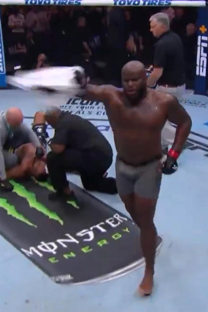 Derrick Lewis waved his shorts around after removing them Saturday night.