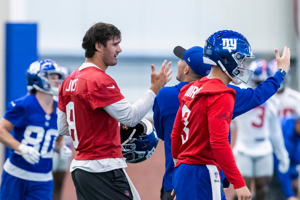 Giants quarterback Daniel Jones during practice at the Quest Diagnostics Center, Thursday, May 23, 2024.