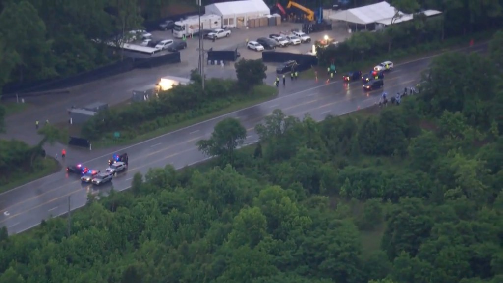 The scene outside Valhalla Golf Club in Louisville.