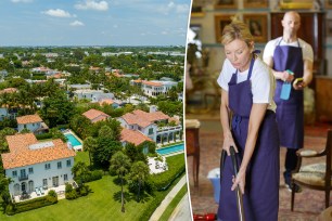 Luxury homes in historic district Palm Beach and cleaning staff