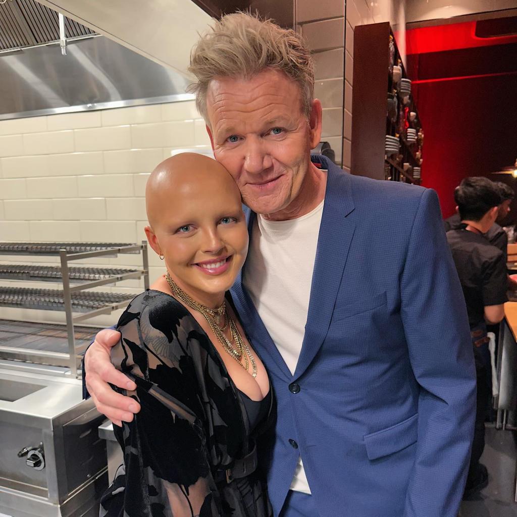 Gordon Ramsay posing for a picture with Maddy Baloy, a TikToker known for her terminal cancer journey