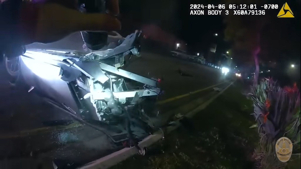 The Lamborghini was torn apart and Dugan's body was sent flying hundreds of feet away.