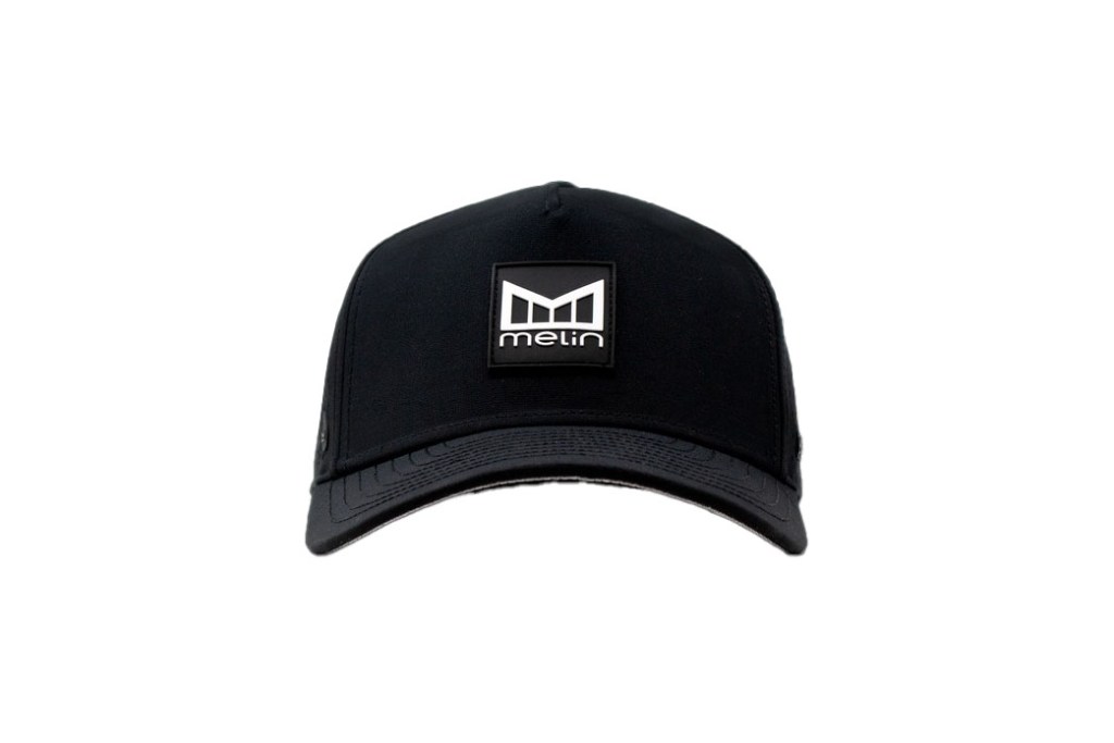 A black hat with a logo on it