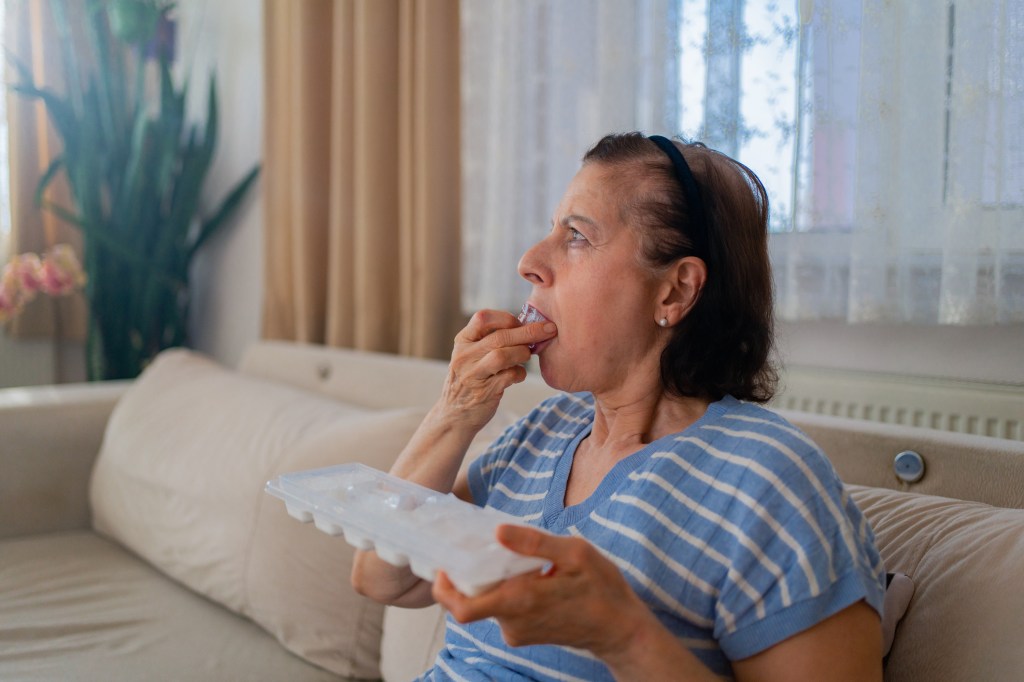 Compulsive ice eating is called pagophagia. It's been called a "common but rarely reported form of pica," a psychological disorder where people frequently swallow non-food items.