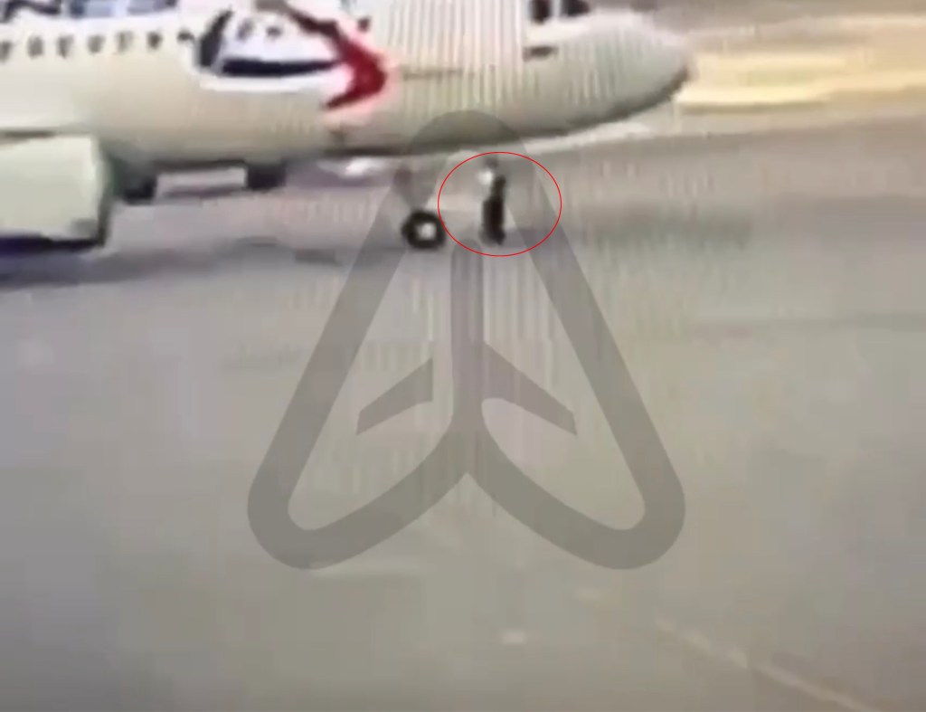 An airline ground crew member is in critical condition after getting run over by a plane in Yekaterinburg, Russia.