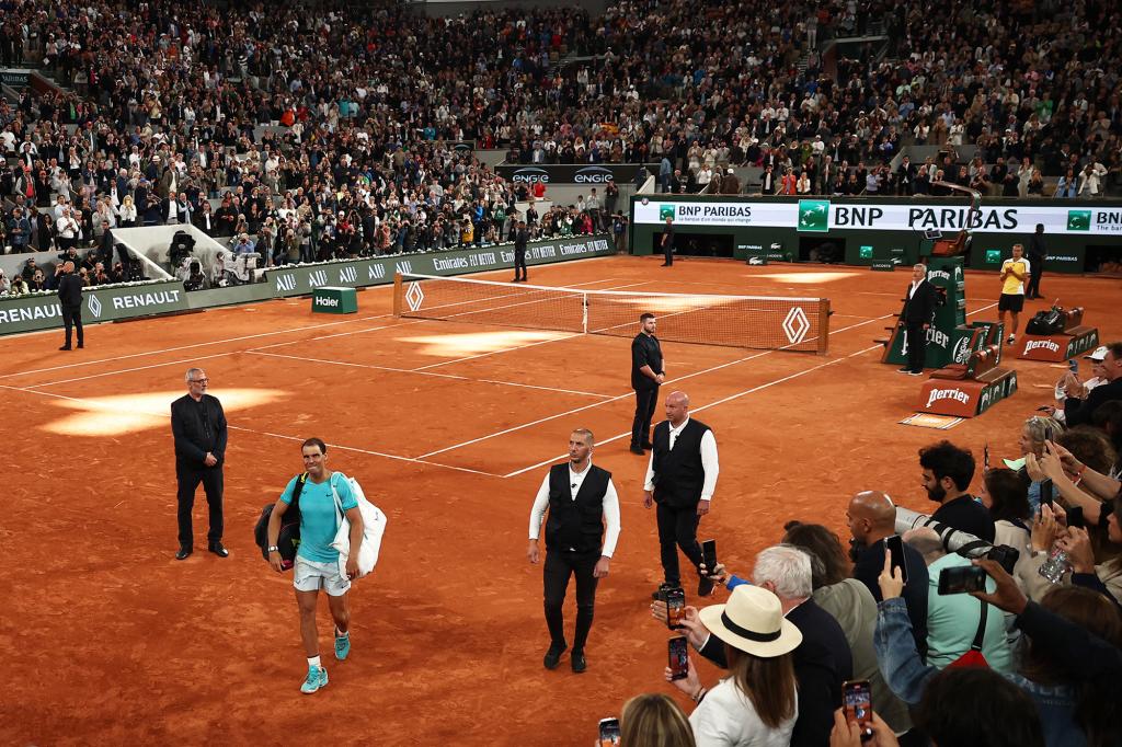 Rafael Nadal walks off the court for what could be the final time at the French Open.