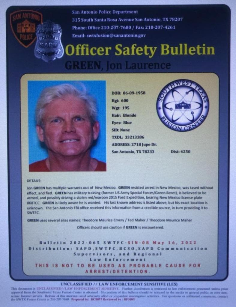 Officer Safety Bulletin issued by the FBI featuring Ted Maher.