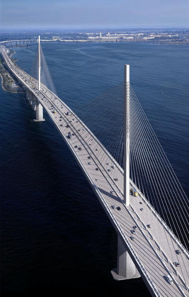 Concept design for the new, wider, and taller replacement of the collapsed Baltimore Francis Scott Key Bridge