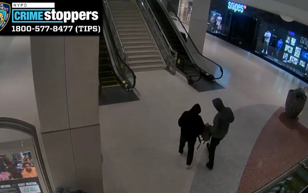 A young man and woman were caught on video bagging up more than $50,000 in jewelry from the Kings Plaza Mall last weekend, authorities said. 