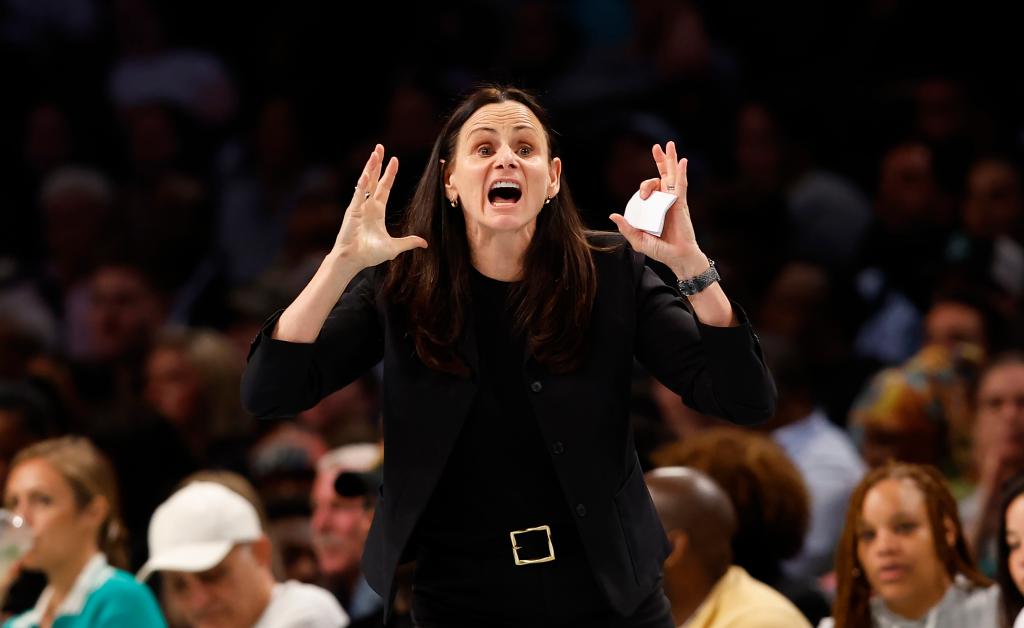 Sandy Brondello coaches against the Seattle Storm during the second half.