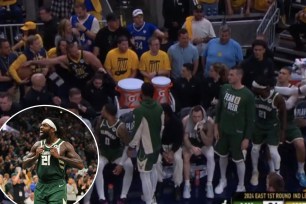 Patrick Beverley throws a ball at fans twice