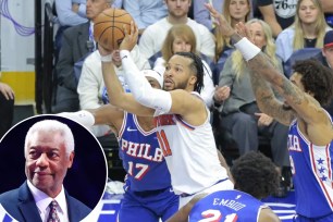 Jalen Brunson and Oscar Robertson (inset)