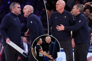 Indiana Pacers head coach Rick Carlisle reacts to a call during the fourth quarter against the New York Knicks in Game Two of the Eastern Conference Second Round Playoffs at Madison Square Garden on May 08, 2024 in New York 