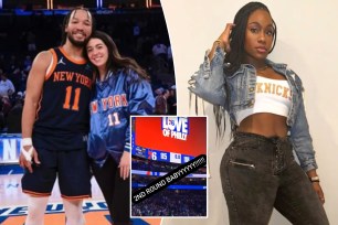 The wives of Knicks stars Jalen Brunson and Josh Hart were ecstatic after New York topped the Sixers in Game 6, 118-115, to advance to the the second round of the playoffs.