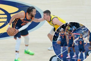 knicks jalen brunson foot limitations pacers game 5