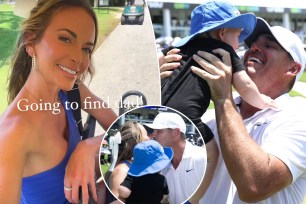 Brooks Koepka and Jena Sims celebrate his LIV Golf win with son Crew