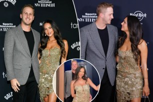  Jared Goff and his fiancée Christen Harper were all smiles while on the red carpet at the 2024 launch of SI Swimsuit's 60th anniversary issue on Thursday in New York.