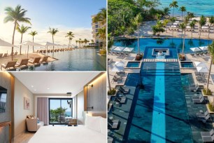 Side by side of luxury hotels in Cancún. 