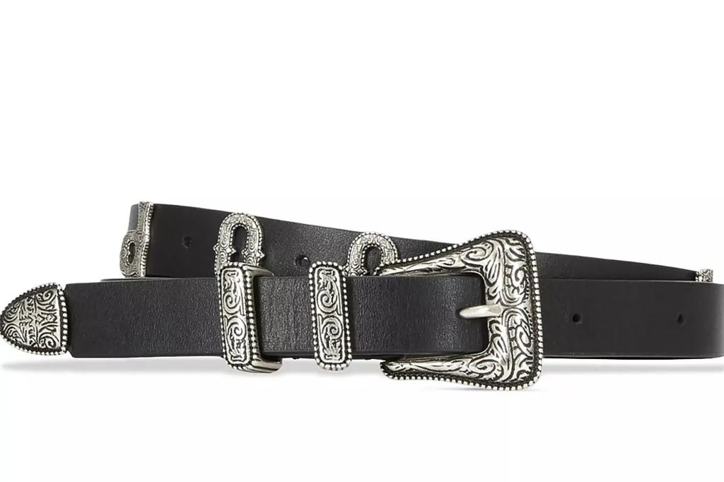 Black belt with a silver buckle