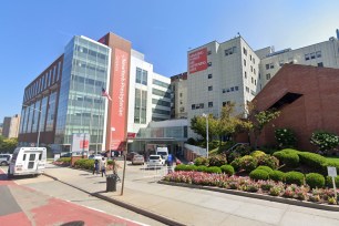 Eight students and two adults were sent to NY Presbyterian Queens Hospital (pictured) for treatment after an 11-year-old student sprayed pepper spray in the cafeteria, cops and sources said. 