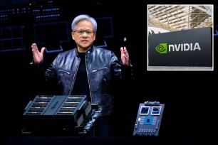CEO Jensen Huang and Nvidia logo