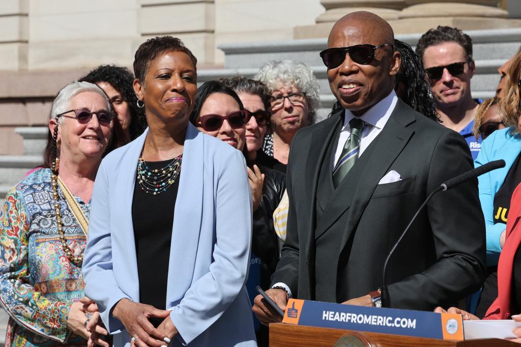 NYC council speaker Adrienne Adams and Mayor Eric Adams 