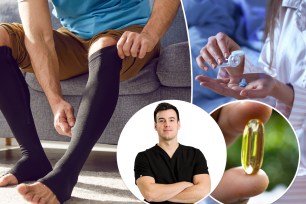 NYC dermatologist Charles Puza is sharing five healthy "hacks" — wear compression socks, avoid sleep aids, use anti-fungal powder in shoes, boost protein intake, and use certain supplements.