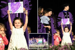 6-year-old girl bravely saves NYU Law commencement with hand-drawn heart after anti-Israel protesters refuse to leave stage: 'She got the biggest applause'