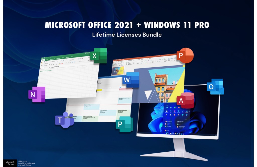 The All-in-One Microsoft Office Pro 2021 for Windows: Lifetime License + Windows 11 Pro Bundle