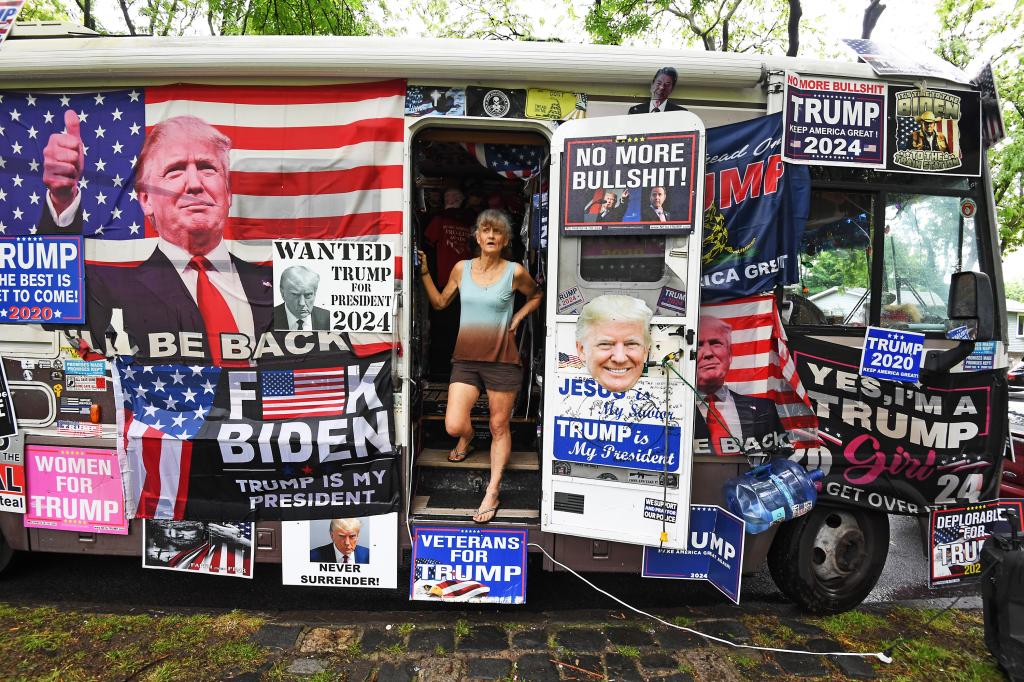 Donna Eiden standing in the RV doorway