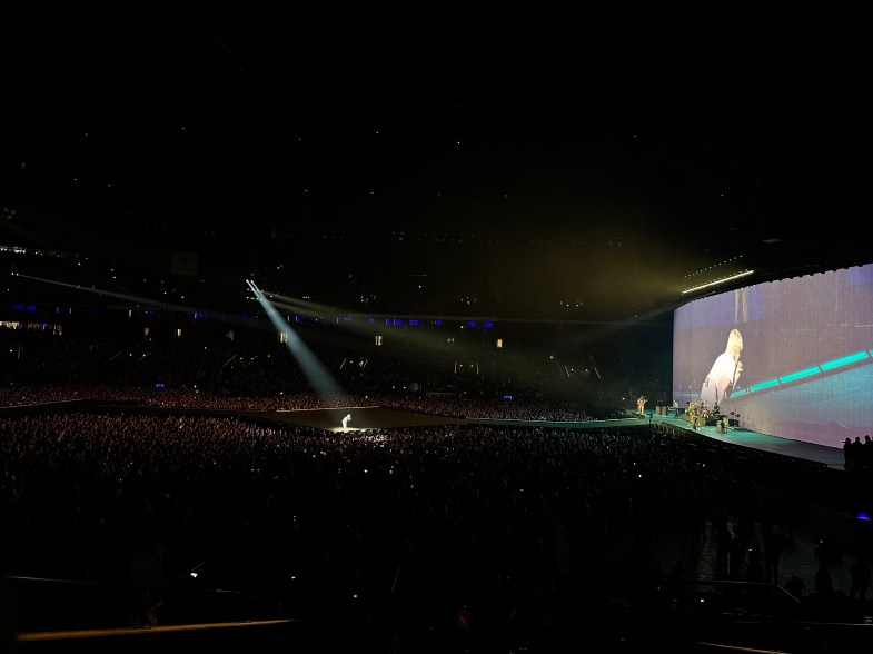 Taylor Swift performs onstage during The Eras Tour in Paris, France.