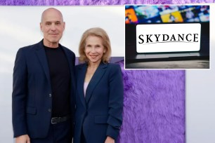 Shari Redstone, Paramount Pictures CEO Brian Robbins, Skydance logo