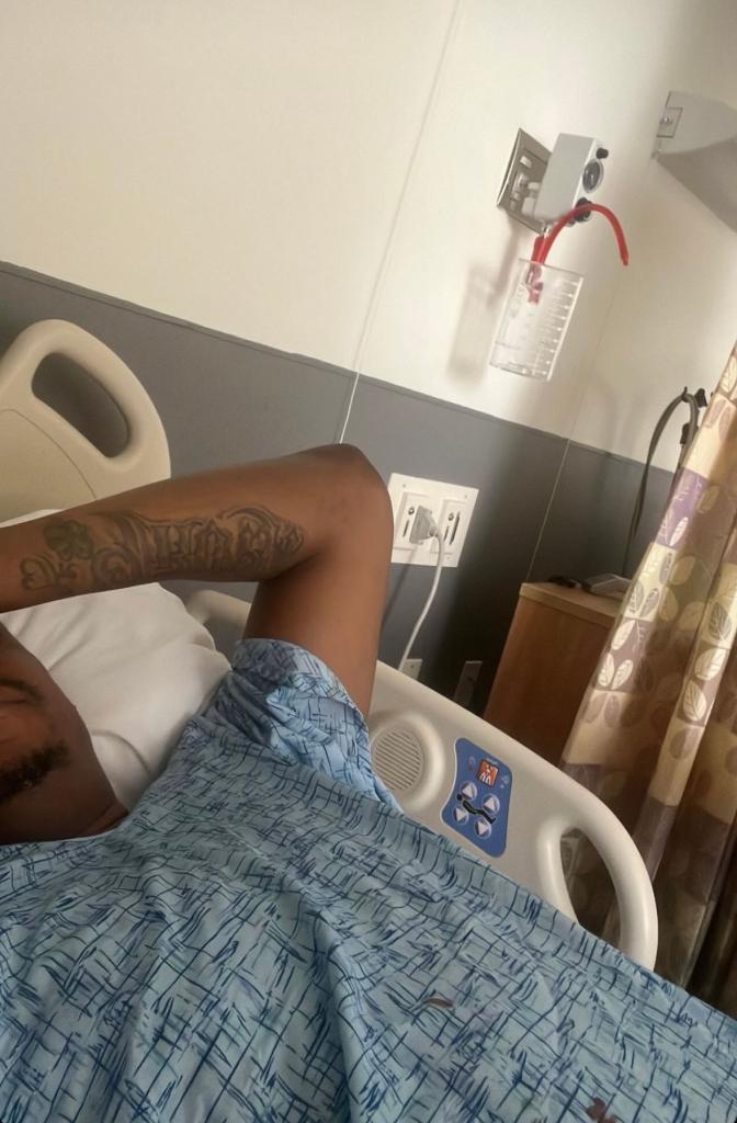 Paul Pierce posts a photo of himself in a hospital bed after injuring his finger.