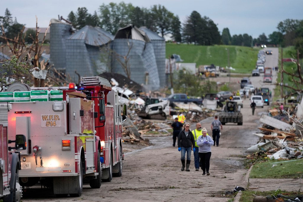 Tuesday’s storms were expected to bring much of the same high winds, heavy rain and large hail to Minnesota and part of northern Missouri.