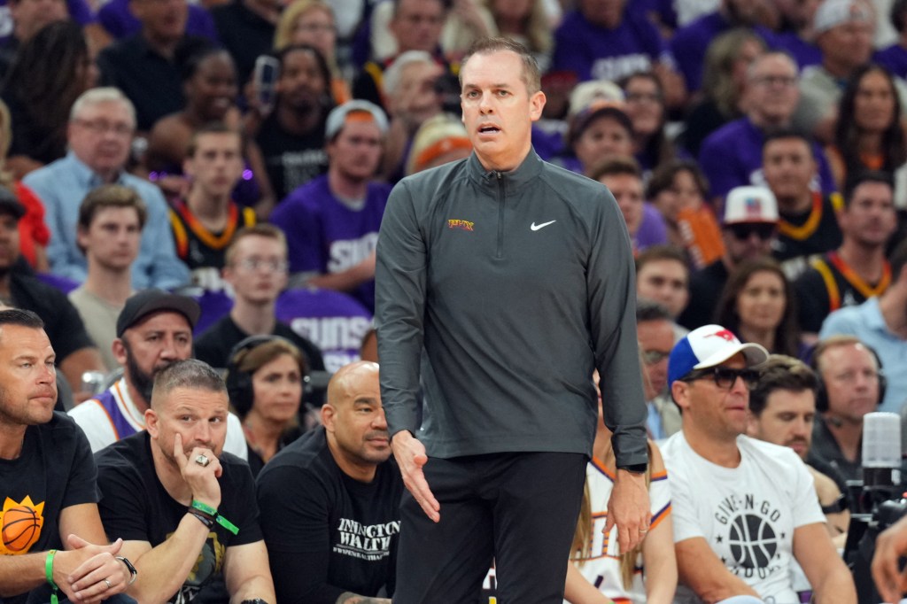 Phoenix Suns head coach Frank Vogel looks on during the first half of game four of the first round for the 2024 NBA playoffs at Footprint Center on April 28, 2024. 