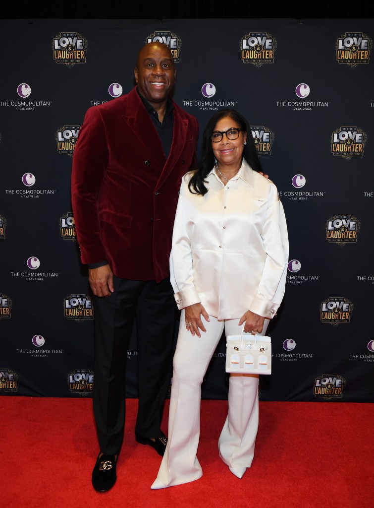 Magic Johnson with wife Cookie in April 2024.