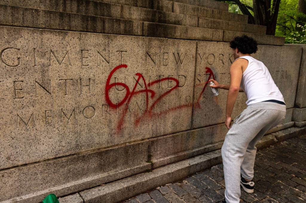 A 16-year-old boy who vandalized a World War I memorial in Central Park earlier this week has been arrested.