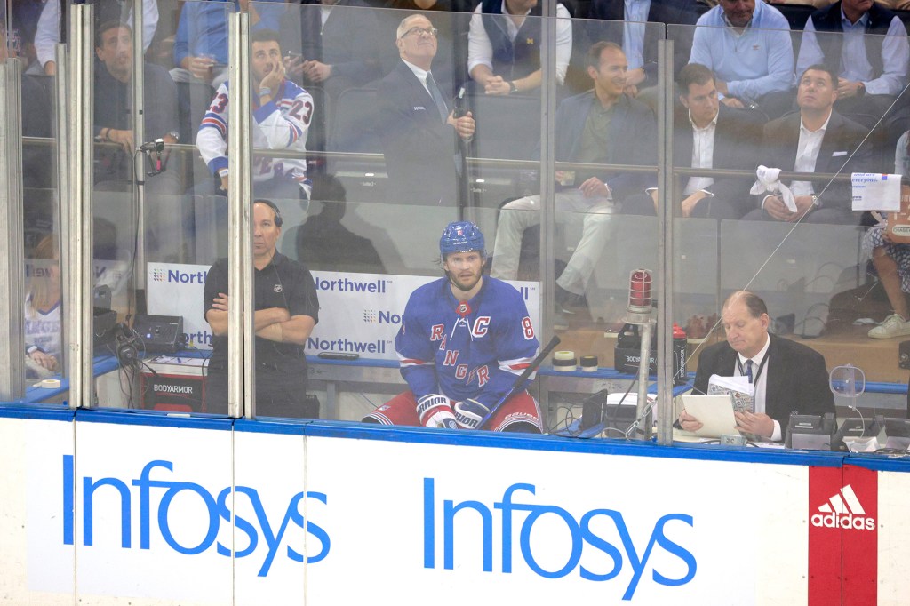 Jacob Trouba was called for three penalties during the Rangers' Game 2 win against the Hurricanes.