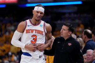 Josh Hart suffered an abdominal strain during the Knicks' Game 6 loss.