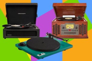 A group of record players