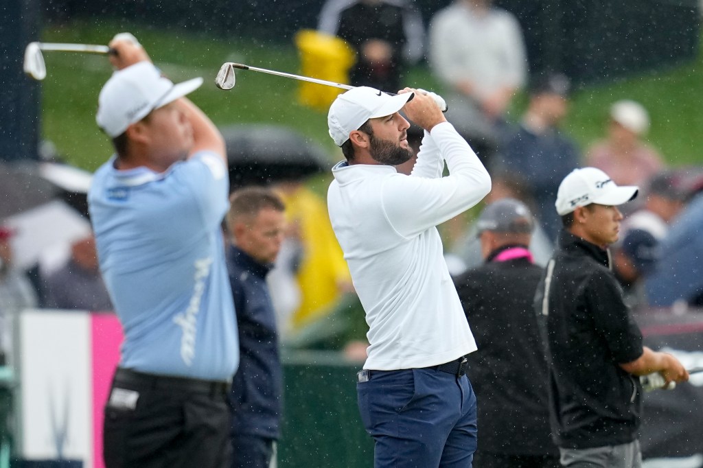 Scottie Scheffler seen on the range at Valhalla Golf Club.