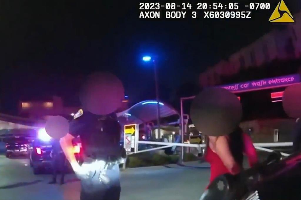 A police officer and a woman walking on a street, related to investigation of a former officer's misconduct